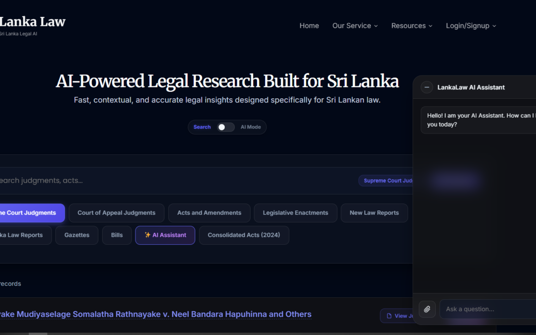 LankaLaw Receives Its Biggest Upgrade Yet! AI-Powered Legal Research Comes to Sri Lanka