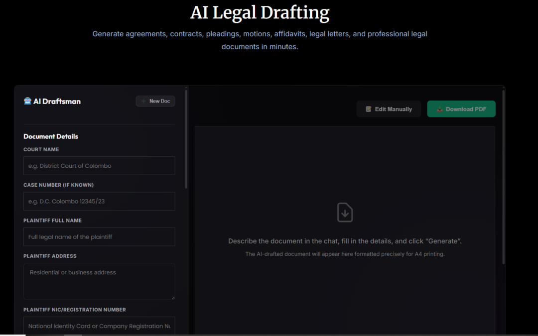 LankaLaw, The Sri Lanka’s Leading AI Legal Platform Launches AI Legal Drafting